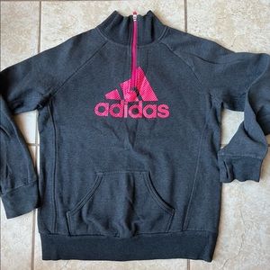 womens Adidas Pull over half zip hoodie grey Medium preowned